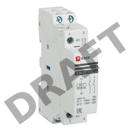 Контактор модульный КМ 25А 2NО (1 мод.) EKF km-1-25-20