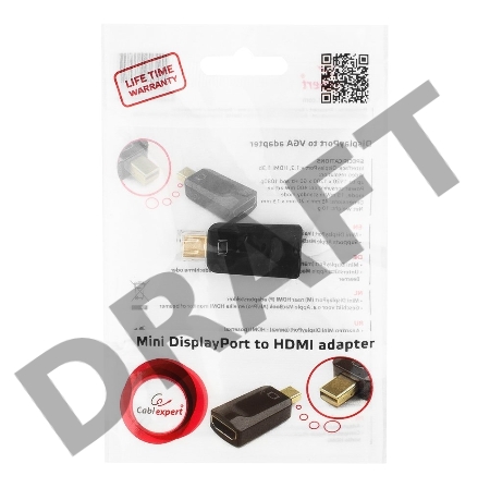 Переходник miniDisplayPort - HDMI, Cablexpert A-mDPM-HDMIF-01, 20M/19F, черный, пакет