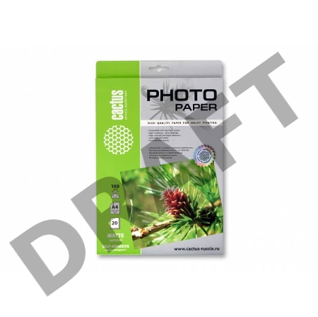 Самоклеящаяся бумага фотобумага Cactus CS-MSA410020 матовая А4 100 г/м2 20 листов Самоклеящаяся бумага фотобумага Cactus CS-MSA410020 матовая А4 100 г/м2 20 листов