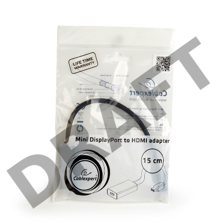 Переходник miniDisplayPort - HDMI, Cablexpert A-mDPM-HDMIF-02, 20M/19F, кабель 15см, черный, пакет