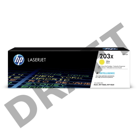 Тонер-картридж HP CF542X (HP 203X) жёлтый для HP LaserJet M254/M280/M281 2500 страниц.