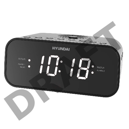 Радиобудильник Hyundai H-RCL221 черный LCD подсв:белая часы:цифровые FM