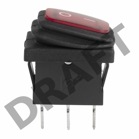 Выключатель клавишный 250V 6А (3с) ON-OFF красный  с подсветкой  Mini ВЛАГОЗАЩИТА REXANT