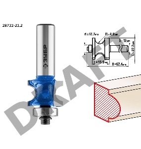 Фреза ЗУБР 28722-22.2  полустержневая с подшипн. d= 22.2мм дл.-15.9мм рад.-4.8мм хв.-12мм d-12.7мм