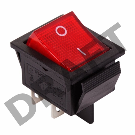 Выключатель клавишный 250V 20А (4с) ON-OFF красный  с подсветкой  REXANT