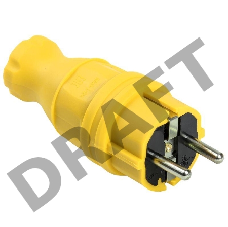 Вилка прямая ОМЕГА ВБп3-1-0м IP44 каучук жел. ИЭК PKR01-016-2-K05