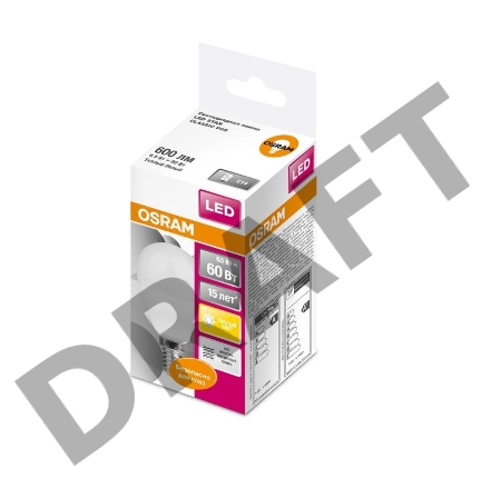 Лампа светодиодная LED STAR CLASSIC P 60 6.5W/830 6.5Вт шар 3000К тепл. бел. E14 550лм 220-240В матов. пласт. OSRAM 4058075134294