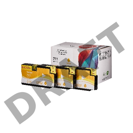 Набор струйных картриджей Sakura CZ136A (№711 Yellow 3-pack) для HP, желтый, 26 мл. (3шт)