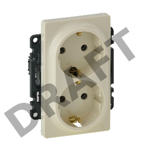 Механизм розетки 2-м Valena Life 16А 250В 2х2К+З с лицевой панелью безвинт. зажимы сл. кость Leg 753227