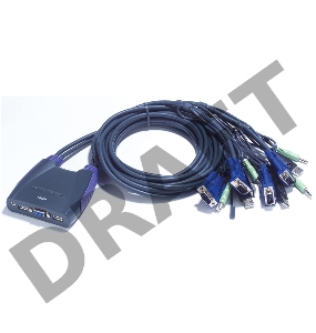 Переключатель, электрон., KVM+Audio,  1 user USB+VGA =>  4 cpu USB+VGA, со встрШнурами USB 2x1.2м., 2048x1536, настол., исп., без OSD, некаскад..,  [CS64U] 4 PORT USB KVM  Switch.