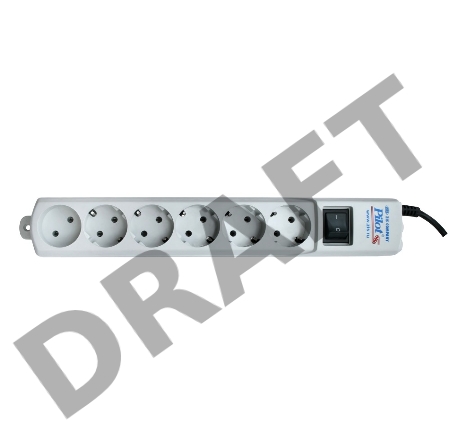 Сетевой фильтр Pilot S 5м (6 розеток) белый (коробка)