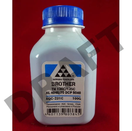 Тонер Brother TN 130C/135C HL 4040/50/70/DCP 9040 cyan (фл.100г.) AQC, фас.Россия