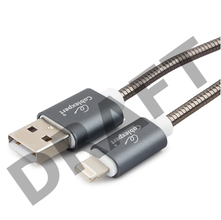 Кабель Cablexpert для Apple CC-G-APUSB02Gy-0.5M, AM/Lightning, серия Gold, длина 0.5м, титан, блистер