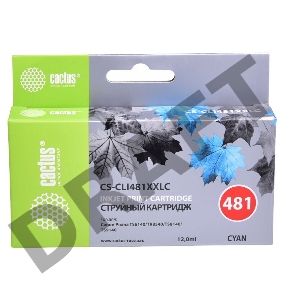 Картридж струйный Cactus CS-CLI481XXLC голубой (12мл) для Canon Pixma TR7540/TR8540/TS6140/TS8140