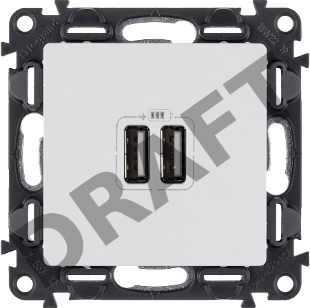 Механизм розетки USB 2-м Valena Life 240В/5В 1500мА с лицевой панелью бел. Leg 753412