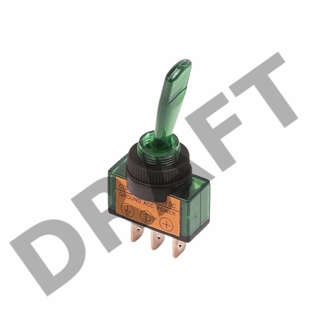 Тумблер 12V 20А (3c) ON-OFF однополюсный  с зеленой подсветкой  REXANT