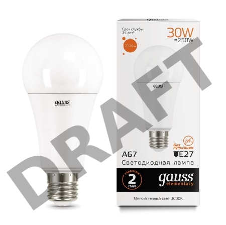 Лампа светодиодная Led Elementary A67 30Вт E27 3000К Gauss 73219