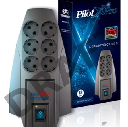 Сетевой фильтр Pilot X-Pro 3м (6 розеток) серый (коробка)