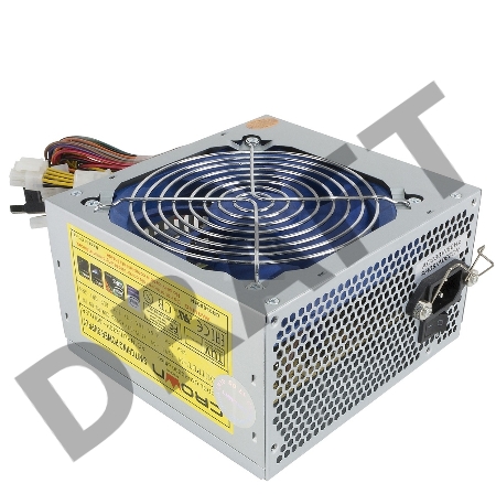 Блок питания CROWN CM-PS500 office (20+4in, 120mm FAN, SATA*2, PATA(big Molex)*3, FDD*1, 4+4pin, Lines 1x12V OEM, скоба)