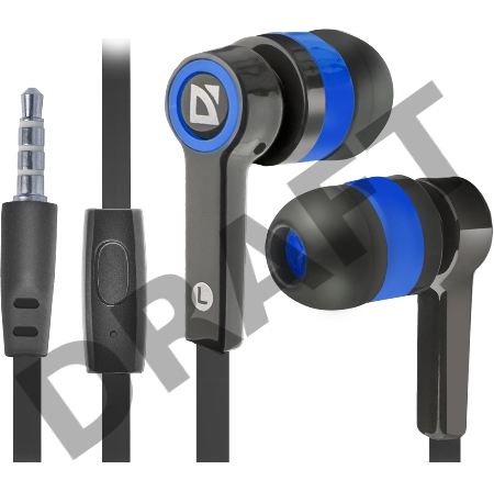 Гарнитура Defender Pulse-420 Black/blue 4-пин 3,5 мм jack, кабель-1,2м