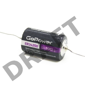 Батарейка GoPower 14250 1/2AA PC1 Li-SOCl2 3.6V с выводами (1/10/500)