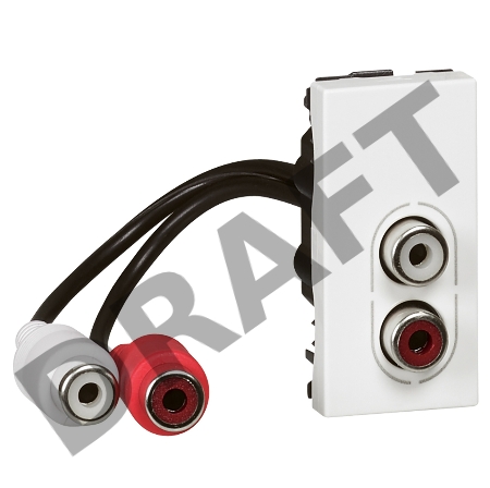 Розетка 2RCA со шнуром [078747] Legrand Mosaic 1 модуль, оборудована шнуром, белая