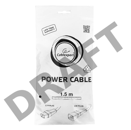 Кабель питания для UPC Gembird/Cablexpert, 1.5м, С19 - C20, 16А, черный, с заземлением(PC-189-C19)