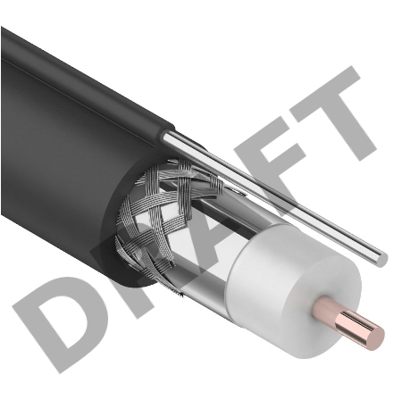 Кабель коаксиальный магистральный REXANT RG-11U, 75 Ом, CCS/Al/Al 83% + ТРОС*1, бухта 305 м, черный OUTDOOR