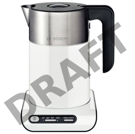 Чайник BOSCH TWK8611P, белый, 2400Вт, закрытая спираль, 1.5л