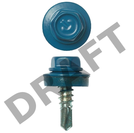 Саморезы Зубр для крепления кровельных материалов к деревянной обрешетке, цвет RAL 5009 небесно-голубой, оцинкованный, 5,5x19мм, 2500шт 4-300310-55-019-5009