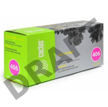Тонер-картридж Cactus CS-CLT-Y406S для принтеров Samsung CLP-360/365/CLX-3300/3305 yellow