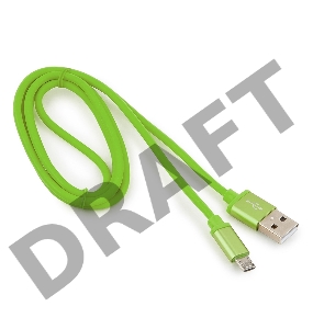 Кабель USB 2.0 Cablexpert CC-S-mUSB01Gn-1M, AM/microB, серия Silver, длина 1м, зеленый, блистер 