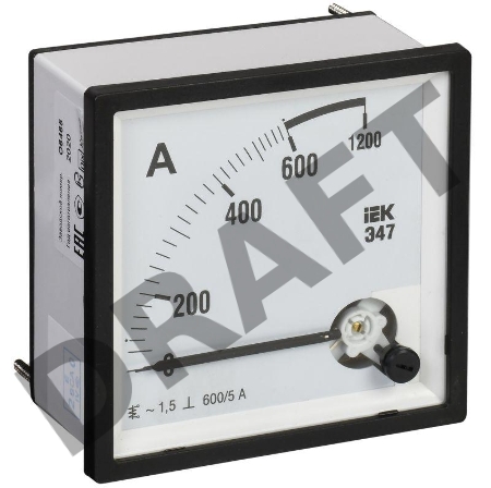 Амперметр Э47 72х72мм 600/5А кл. точн. 1.5 ИЭК IPA10-6-0600-E