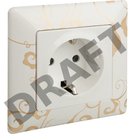 Силовая розетка 2К+З 16А 250В с лицевой панелью. Безвинтовые зажимы. Белая Valena LIFE. 