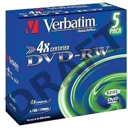 Диск DVD-RW Verbatim 4.7Gb 4x Jewel case (5шт) (43285)