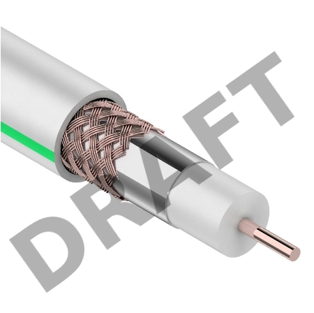 Кабель коаксиальный REXANT SAT 703 B, Cu/Al/Cu, 75%, 75 Ом, бухта 100 м, белый