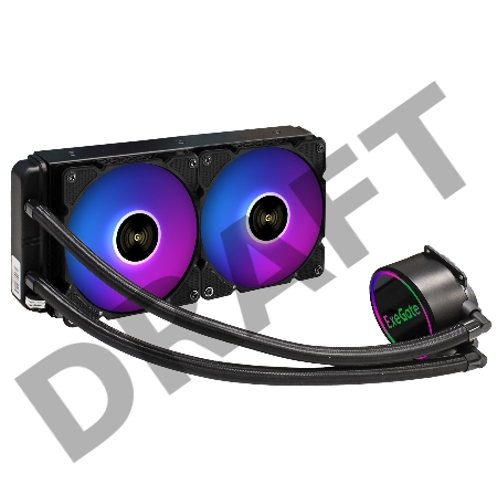 Комплект водяного охлаждения ExeGate EX293458RUS BlackWater-240.PWM.ARGB (3 PIN 5V ADDRESSABLE RGB подсветка, LGA2066/2011/1366/1150/1151/1155/1156/1200/1700/AM4/FM1/FM2/FM2+/AM2/AM2+/AM3/AM3+, TDP 220W, Fan 120mm, PWM, 800-2000RPM, Hydro bearing, 4pin, 1