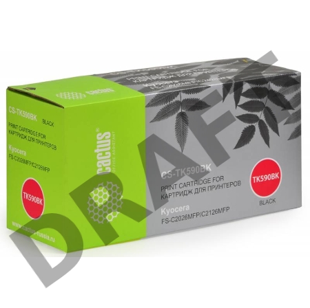 Тонер Картридж Cactus CS-TK590BK черный для FS-C2026MFP/C2126MFP/C2526MFP/C2626MFP/C5250DN (7000стр.