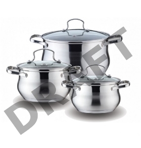 Набор посуды KELLI KL-4209  6 пред. Кастрюля с жаропрочной стекл. крышкой 2.1л. Кастрюля с жаропрочной стекл. крышкой 3л. Кастрюля с жаропрочной стекл. крышкой 4л. Высококачественная нерж. сталь 18/10. 5-ти слойное капсульное дно.