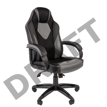 Кресло Chairman game 17 чёрное/серое Игровое кресло (Экокожа/Ткань TW, пластик, газпатрон 3 кл, ролики, механизм качания)