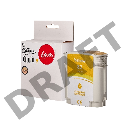 Струйный картридж Sakura C4913A (№82 Yellow) для HP, желтый, 72 мл.