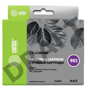 Картридж струйный Cactus CS-LC985BK черный для Brother DCPJ315W/DCPJ515W (15ml)