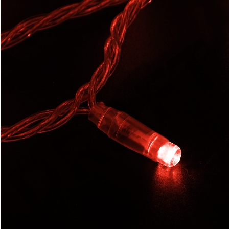Гирлянда Нить 10м, постоянное свечение, прозрачный ПВХ, 230В, цвет: Красный