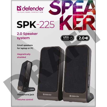 Колонки Defender SPK 220/225 {2.0, 2 х 2W, USB пит, разъем для наушников} 65220