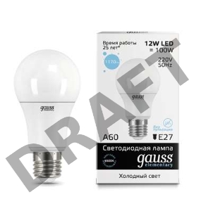 Лампа светодиодная LED Elementary A60 12Вт E27 6500К Gauss 23232