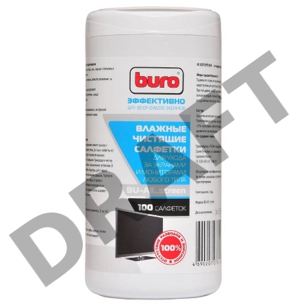 Салфетки Buro BU-All_screen для экранов мониторов/плазменных/ЖК телевизоров/ноутбуков туба 100шт влажных Салфетки Buro BU-All_screen для экранов мониторов/плазменных/ЖК телевизоров/ноутбуков туба 100шт влажных
