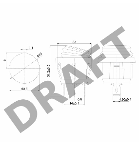 Выключатель клавишный круглый 250V 6А (3с) ON-OFF красный  с подсветкой  ВЛАГОЗАЩИТА  REXANT