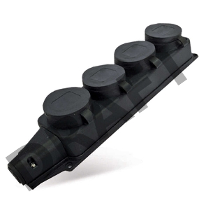 Розетка четырехместная настенная с заглушками c заземлением каучук 16А 250В IP44 (1029)