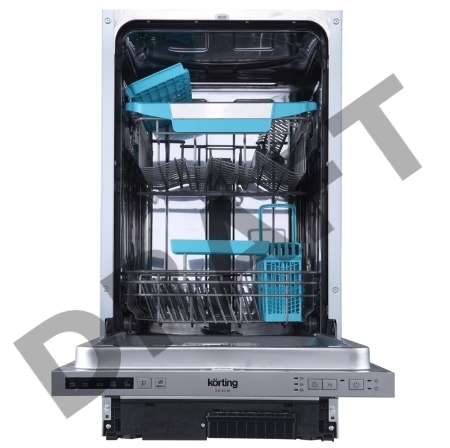 Встраиваемая посудомоечная машина Korting KDI 45140 / 45 см, 10 компл., А++/A/A, Электронное управление, индикаторы белого цвета Cold White, 5 программ, Активная сушка, Отложенный старт 3/6/9 часов, Разбрызгиватели S-Form,   Регулировка высоты корзины Eas