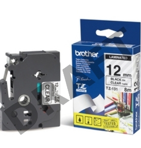 Наклейка ламинированная TZ-E131 (12 мм черн/прозр, аналог TZ-131)